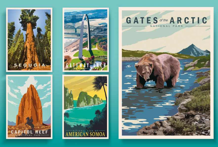 I will create a travel poster design in a vintage retro style