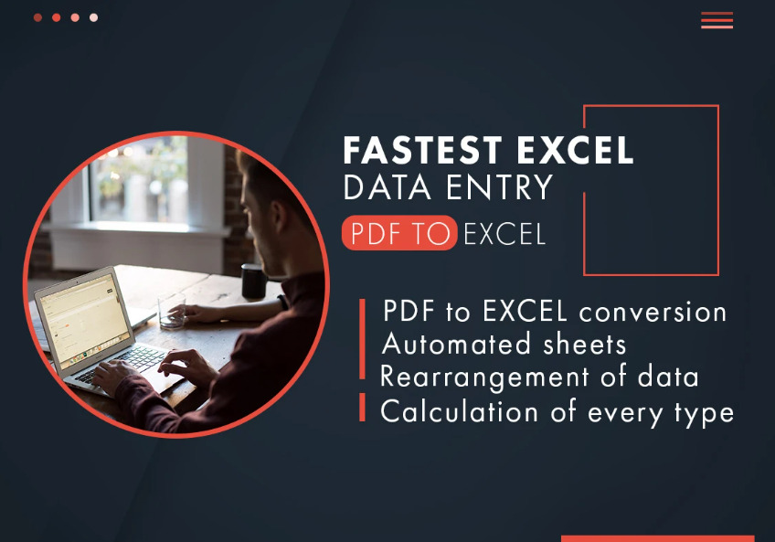 I will do fastest excel data entry, PDF to excel