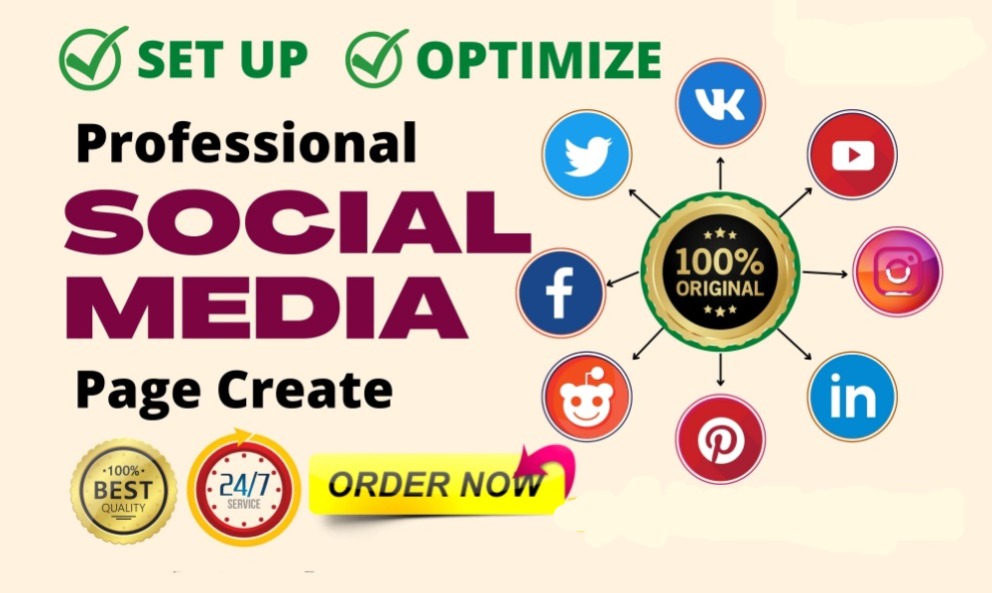 I will create all social media accounts professionally and set up business pages