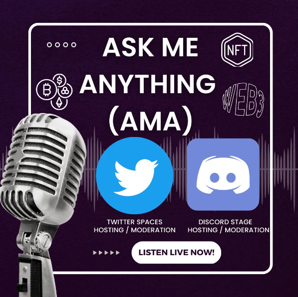 I will be your twiter spaces, discord ama host and public speaker