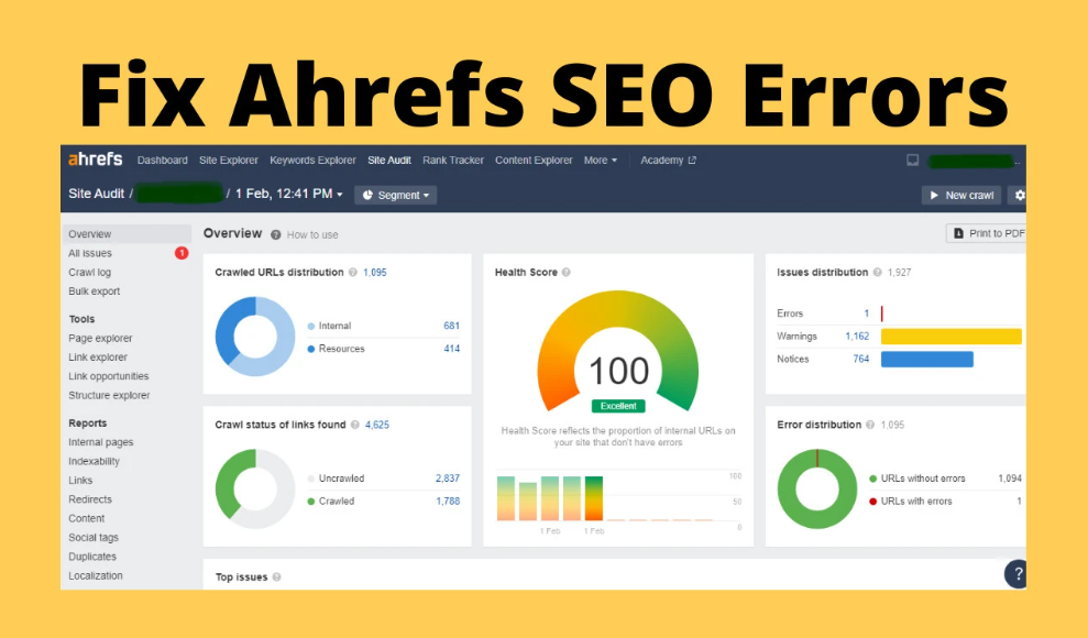 I will fix ahrefs site audit SEO errors or issues